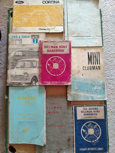 Old garage car handbooks - garage,