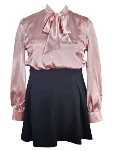 Rose pink glossy satin long