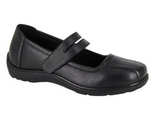 Mod Comfys L091 Ladies EXTRA WIDE FIT EEE Black Leather Light Weight Strap Shoes