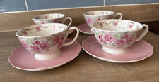 Portmeirion Studio Cup & Saucers x4 Pink  Afternoon Tea Set