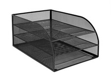 OSCO Black Wiremesh Triple Letter Tray | Document Storage | A4 Filing | Assemble