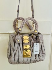 100% Authentic Miu Miu Matelassé  Lilac Lavender 2Way Bag Handbag Leather Rare