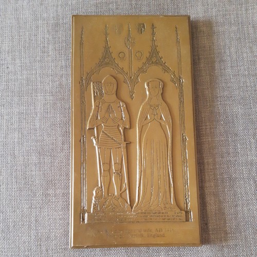 Brass rubbing plaque depicting - plaque,