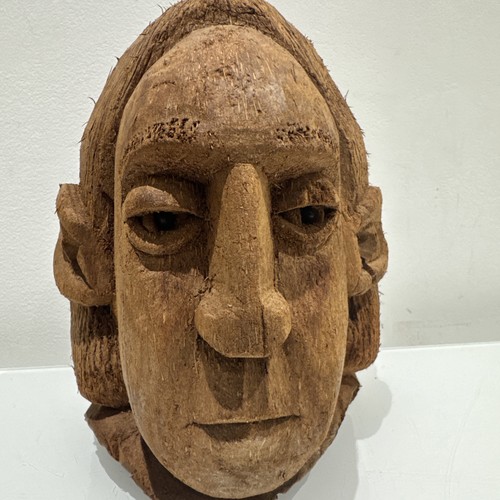 Antique coconut shell carved - antique,