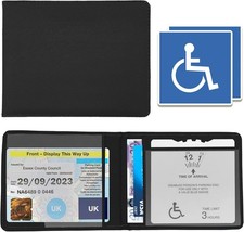Disabled Blue Badge Holder Wallet for Car - PU Leather Protector Black 
