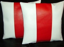 2 White & Red Stripe Faux