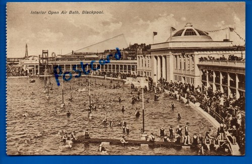 Old postcard open air bath - open,