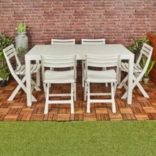 White Plastic Large Table & 6