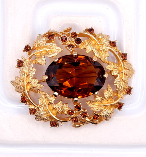 Vintage faux amber brooch - faux,