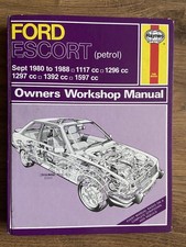 FORD ESCORT XR3 XR3i RS TURBO CABRIOLET, 1.1, 1.3, 1.4, 1.6 HAYNES MANUAL ‘80-88