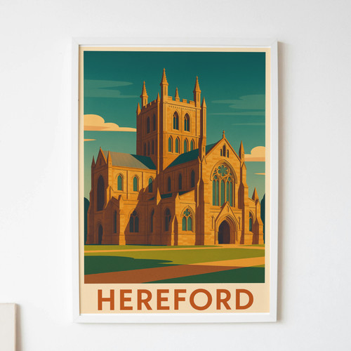 Hereford cathedral travel art - hereford,