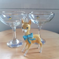 Vintage Beswick 'Babycham' deer gold stamp- Advertising Breweriana blue bow 🦋