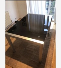 Black Glass Top Extendable Dining Table