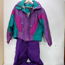 Vintage Retro 80s 90s Medium Nevica Ski Suit Outfit Salopettes Jacket Recco Neon