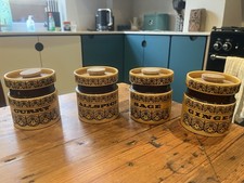 Four Vintage Hornsea Pottery Scroll Pattern Spice Jars with Lids , 1970s