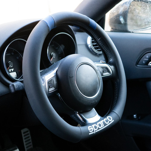 Sparco black blue steering - sparco,