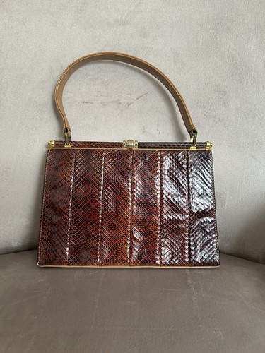 Vintage brown leather handbag - leather,