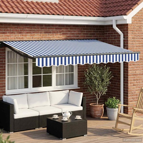 Retractable awning blue white - awning,