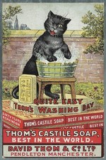Thom's Castile Soap, Vintage Cat Advert, New Metal Sign Plaque, Laundry Bathroom