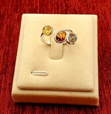 Baltic Amber Ring-Green/Cognac-925 Sterling silver-M UK-6 1/2 US size