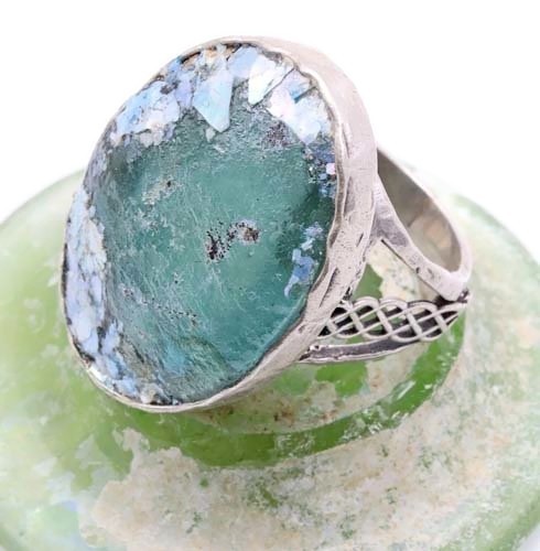 Roman glass silver 925 - roman, ring