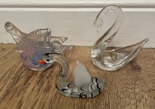 Bundle of 3 Glass Swans