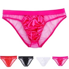 Men Mesh Satin Briefs,Sexy