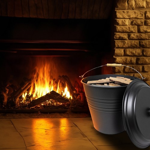 12l metal ash bucket - bucket, lid