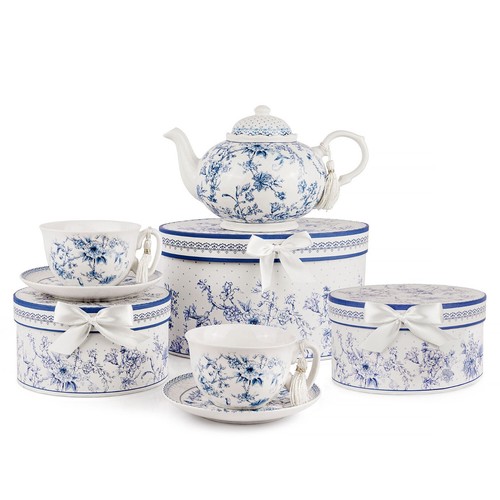 Stpgoods blue flowers - blue, bone