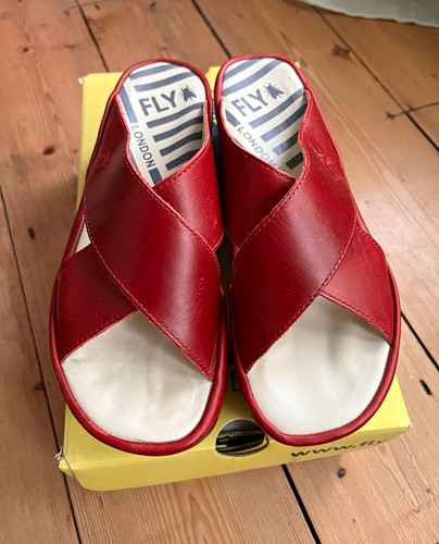 Fly london red leather wedge - fly,