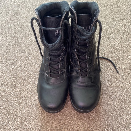 Black leather tactical boots - black,
