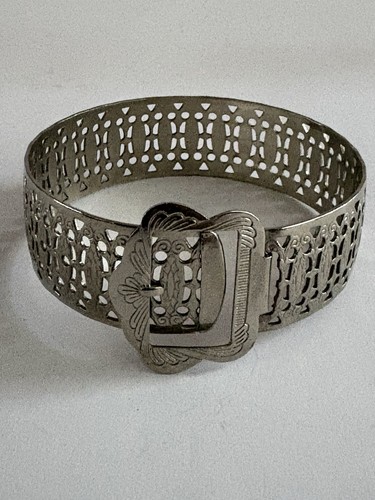 Vintage wide silver tone - silver, cuff