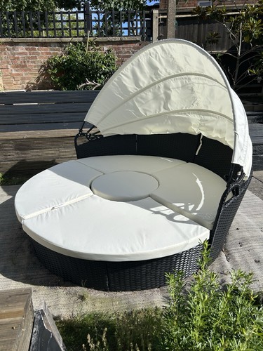 Black rattan outdoor day bed - outdoor,