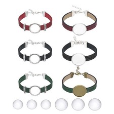 Bracelet Blanks for Jewelry Making 6pcs 25mm Blue/Green/Red