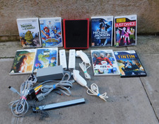 Nintendo Wii Mini Console Bundle, 2 MotionPlus Remotes, 8 Games Working