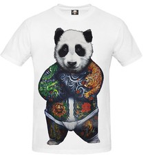 PANDA TATTOOS WHITE T-Shirt/Biker/Bear/Funny/Joke/Unisex/Xmas Gift/Top/S-XXXL 