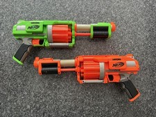 NERF Guns X2 Dart Tag Blasters Revolver Orange & Green