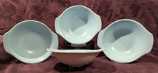 Vintage Set of 4 Poole Pottery Twintone Sky Blue & Dove Grey Bowls 17.3x15cm VGC
