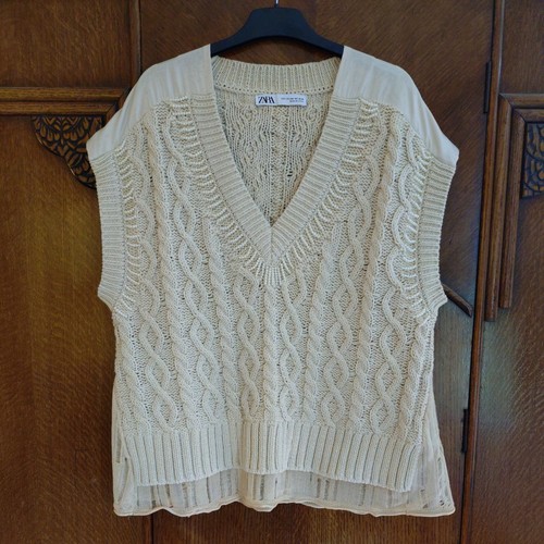 Zara combined cable knit vest - cable,