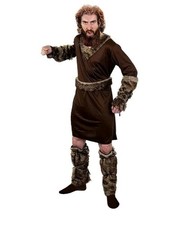 Brown Mens Fancy Dress Viking Costume Fancy Dress XL 44" Ch Faux Fur Halloween 