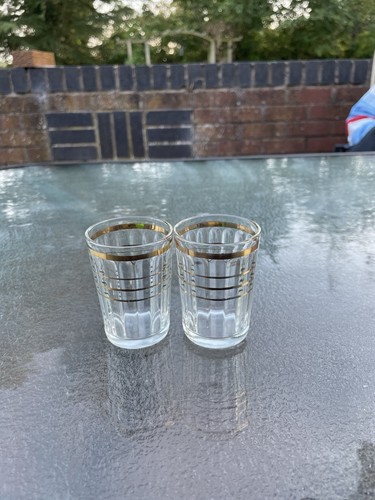 Pair vintage gold banded - gold,