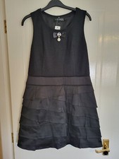 Yedina Black RaRa Frill Tiered Dress, Size XS. UK 8. BNWT Boho Party Cocktail 