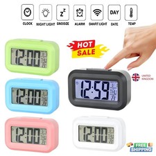 Digital LED Bedside Snooze Alarm Clock Time Temperature Day/Night Mode Clock UK