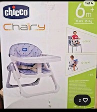 Chicco Chairy Booster Seat 6 Months to 3 Years (15 kg), Highchair Portable Grey