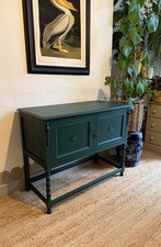 Antique Jacobean Sideboard Console Table Green Barley Twist