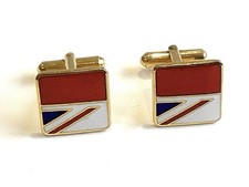 VINTAGE BRITISH AIRWAYS CUFFLINKS BA COAT OF ARMS ENAMEL BADGE ENGLAND. (G1635)