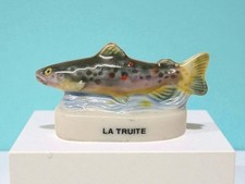 RARE ~ La Truite French Porcelain Fève Figurine Vintage Kings Cake Charm Trout