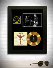 NIRVANA Kurt Cobain In Utero  signed GOLD mini RECORD style CD Display Framed 