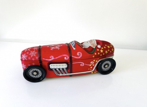 Tin plate santa racing car - santa,