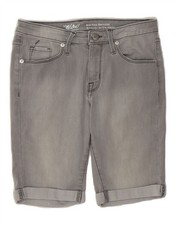 MOSSIMO Womens Mid Rise Bermuda Denim Shorts US 4 Small W27  Grey AE08